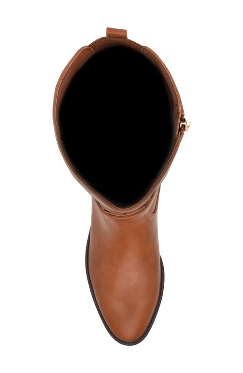 Calvin Klein Women's Daphny Pointy Toe Knee High Block Heel Casual Boots In Luggage