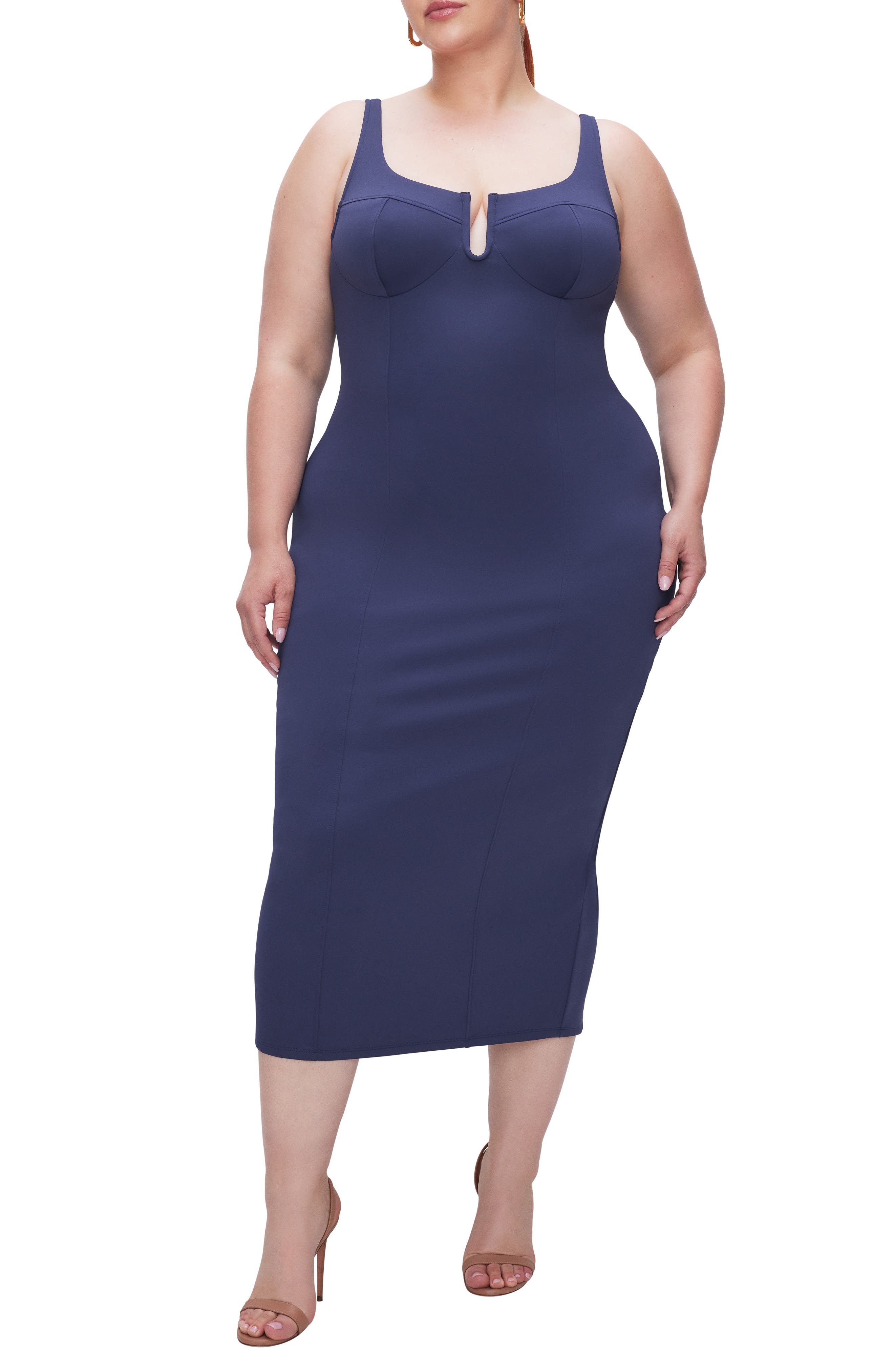 Good American Corset Scuba Midi Dress
