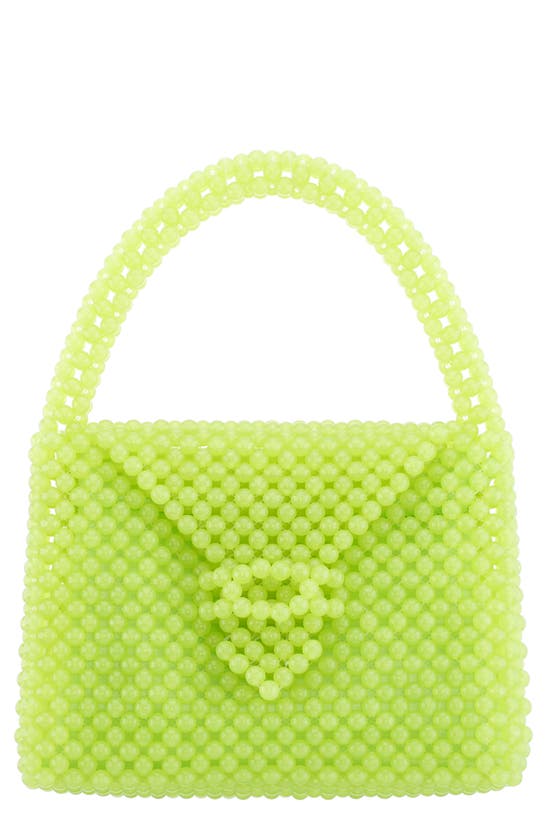 Nina Beaded Satchel With Inner Satin Pouch In Lime