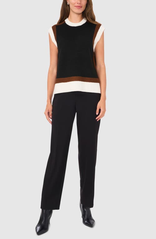 Shop Halogenr Halogen(r) Colorblock Crewneck Sweater Vest In Rich Black