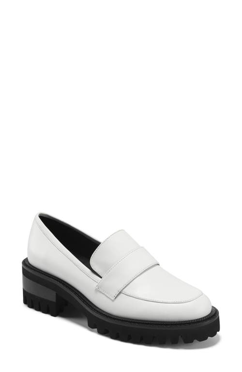 Aerosoles Ronnie Platform Loafer in White Leather