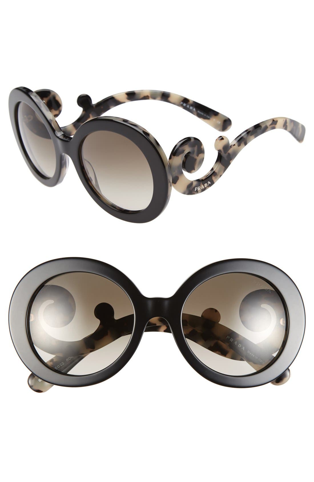 prada baroque 55mm round sunglasses