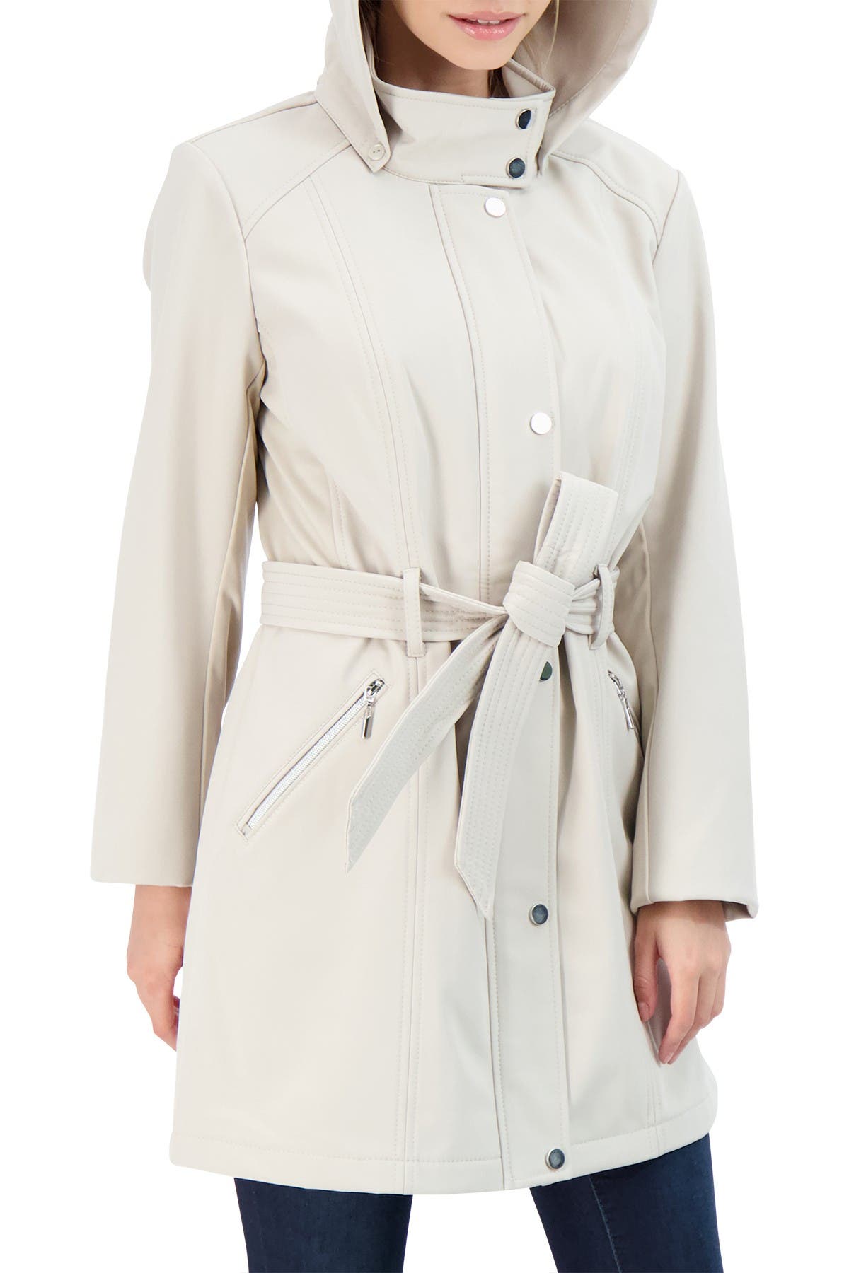 sebby softshell hooded trench coat