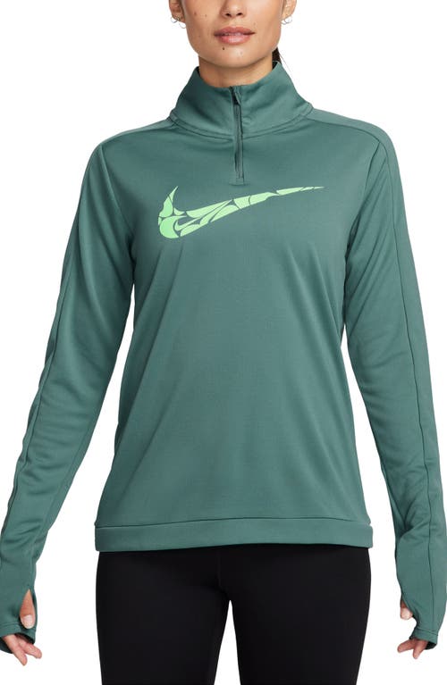 Shop Nike Swoosh Dri-fit Quarter Zip Pullover In Bicoastal/vapor Green