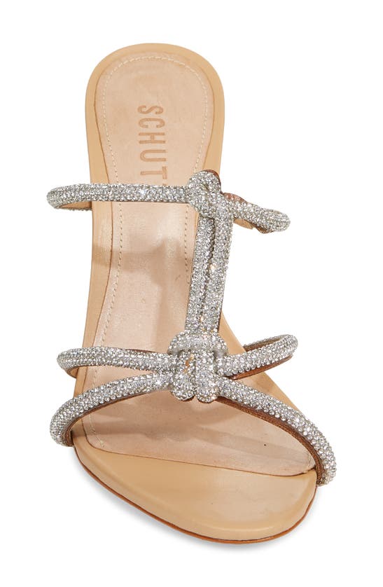Shop Schutz Naia Crystal Slide Sandal In Light Beige/ Cristal