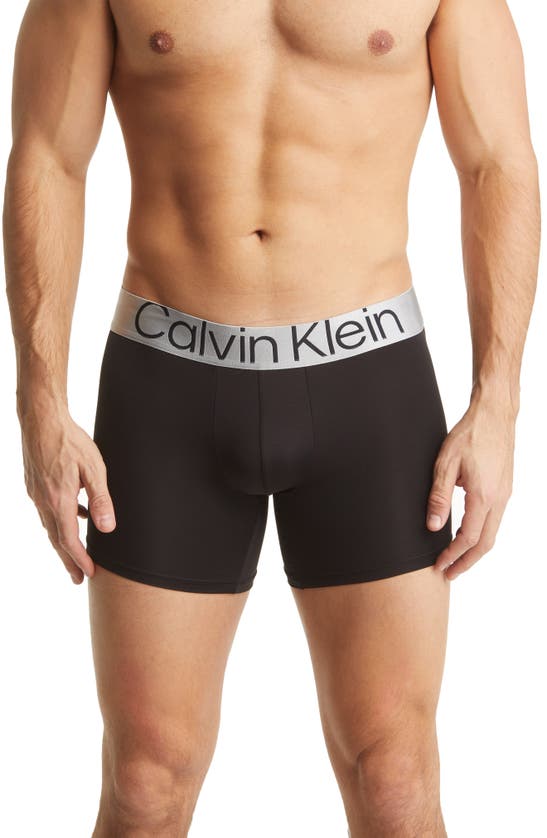 Calvin Klein Reconsidered Steel 3-pack Stretch Boxer Briefs In Black/ Truffle/ Red