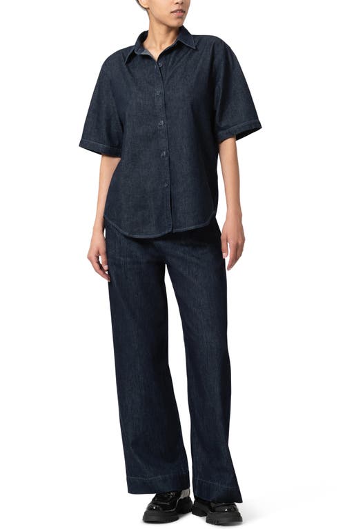 Mavi Jeans Deva Elbow Sleeve Denim Button-up Shirt In Rinse Denim