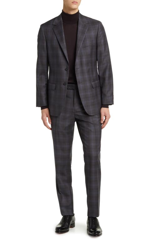 DANIEL HECHTER Norris Plaid Wool Suit in Charcoal at Nordstrom, Size 44R