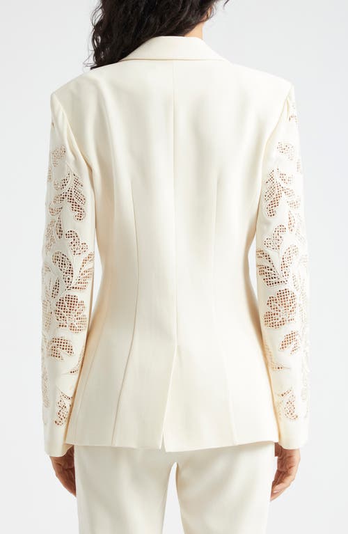 Shop Cinq À Sept Cheyenne Floral Embroidered One-button Blazer In Gardenia