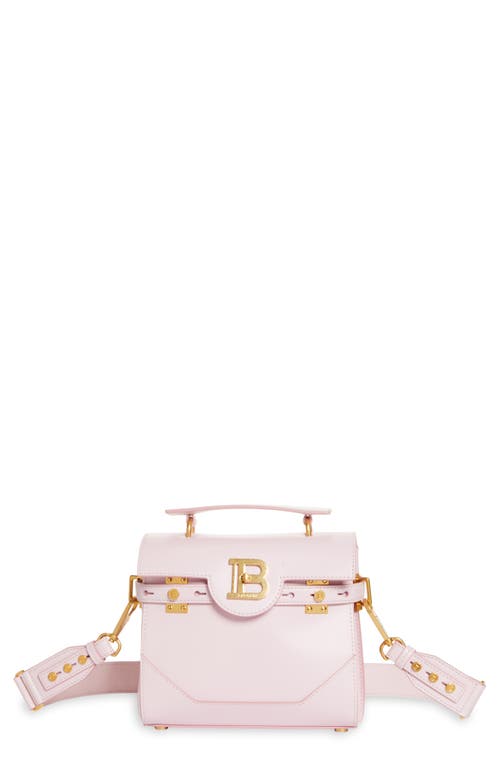 Balmain B-Buzz 23 Monogram Leather Top Handle Bag in 4Ak Pale Pink