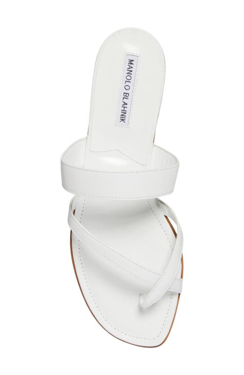 Manolo Blahnik Susa Leather Thong Sandals In White