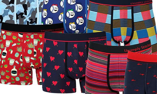 Unsimply Stitched 7-pack Assorted Stretch Cotton Trunks In Blue Multi