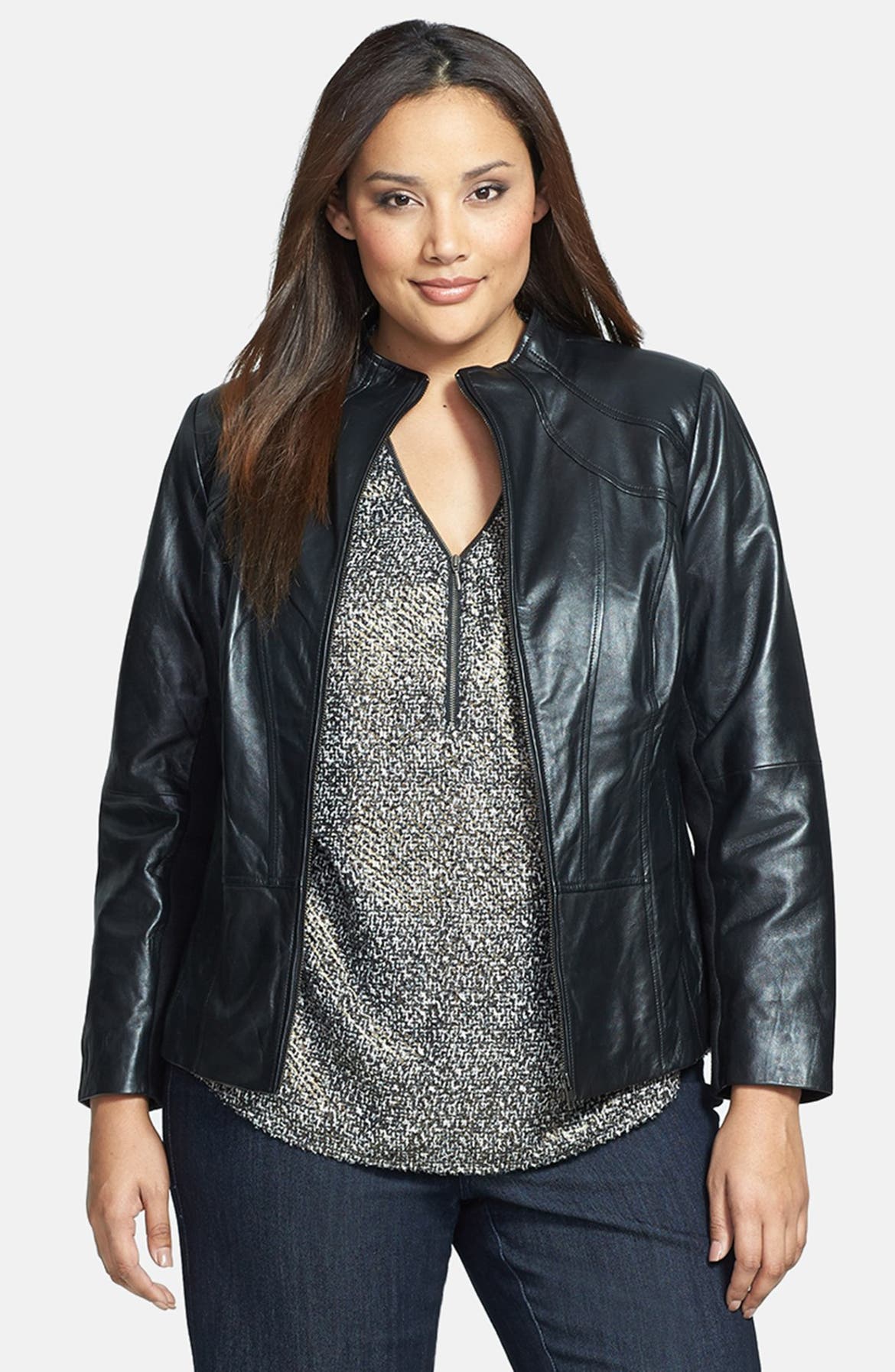 Sejour Lambskin Leather Jacket (Plus Size) | Nordstrom