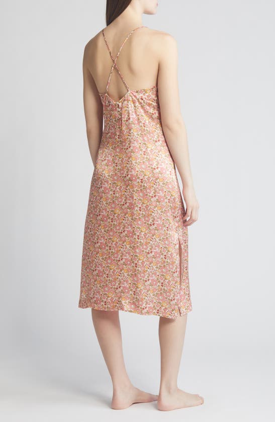 Shop Liberty London Floral Silk Satin Nightgown In Pink