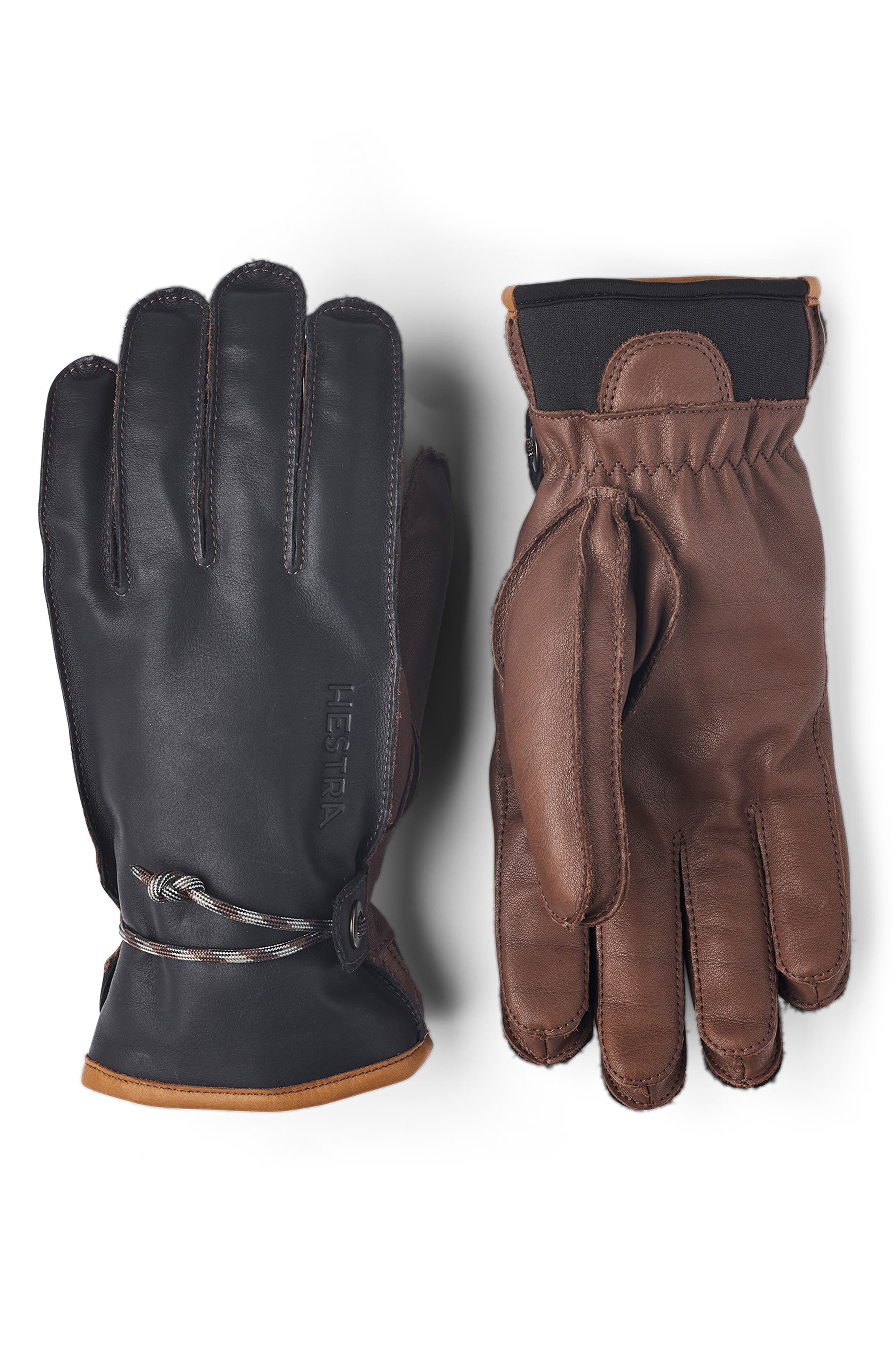 Hestra Wakayama Leather Gloves in Navy/Brown 