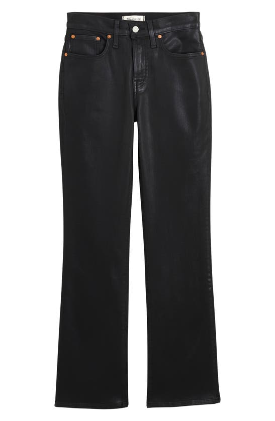 Shop Madewell Kick Out Coated Crop Jeans In True Black