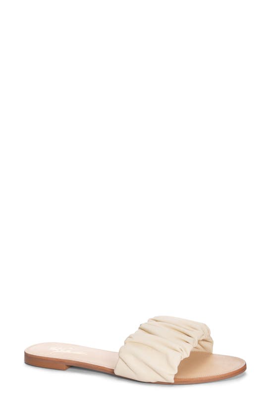 42 Gold Britta Leather Slide Sandal In Cream