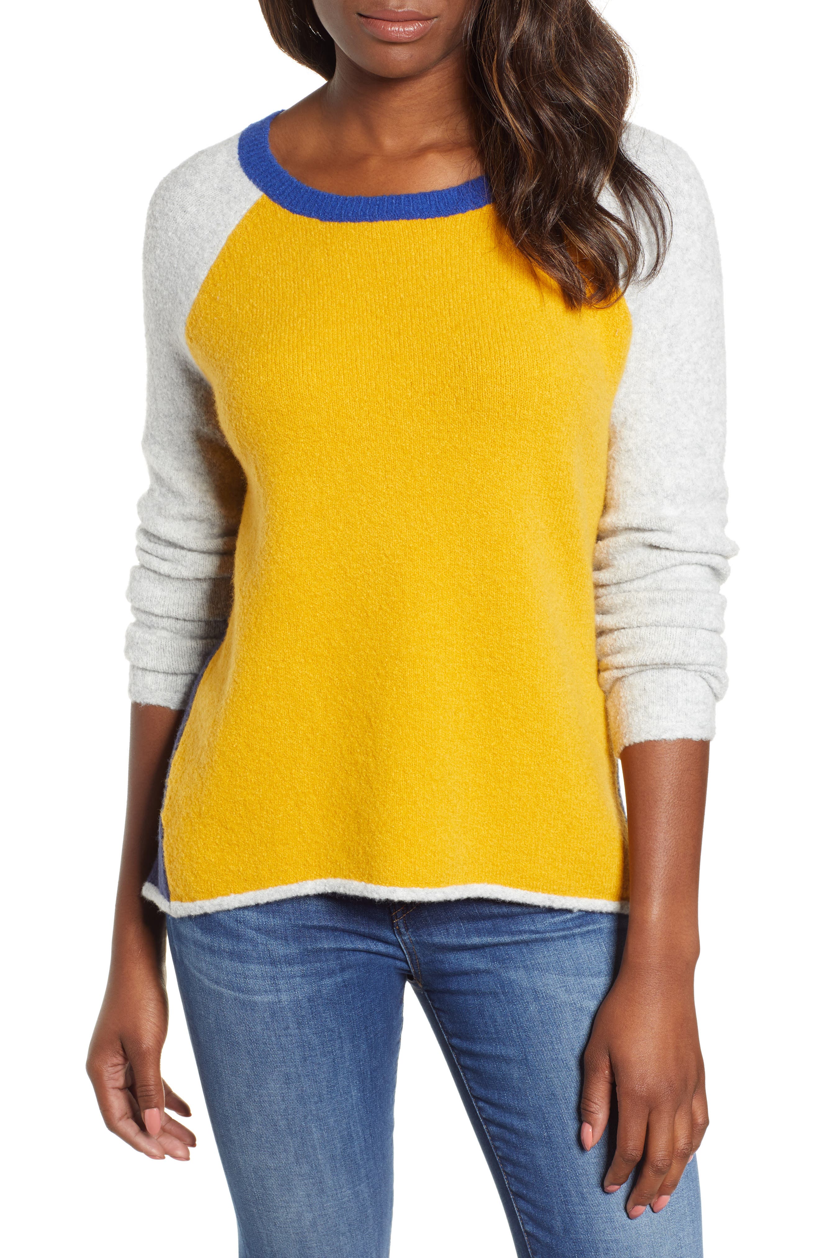 Caslon Colorblock Sweater, Yellow
