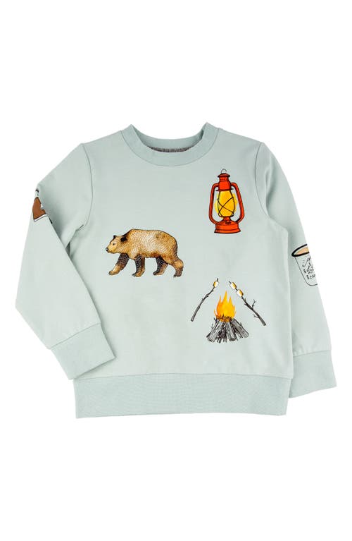 Miki Miette Kids' Corey Camping Print Crewneck Sweatshirt in Big Bear 