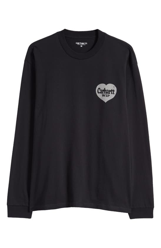Shop Carhartt Spree Long Sleeve Organic Cotton Graphic T-shirt In Black / Grey