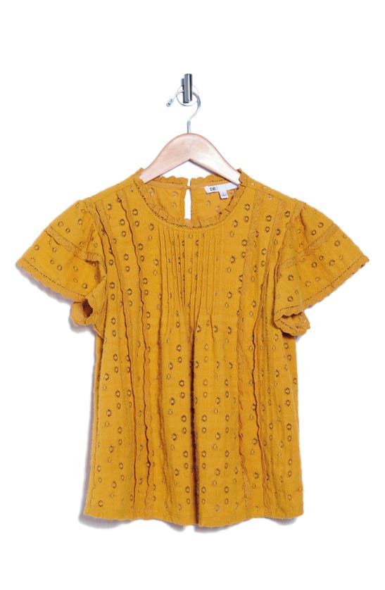 Shop Dr2 By Daniel Rainn Eyelet Embroidered Top In Mustard