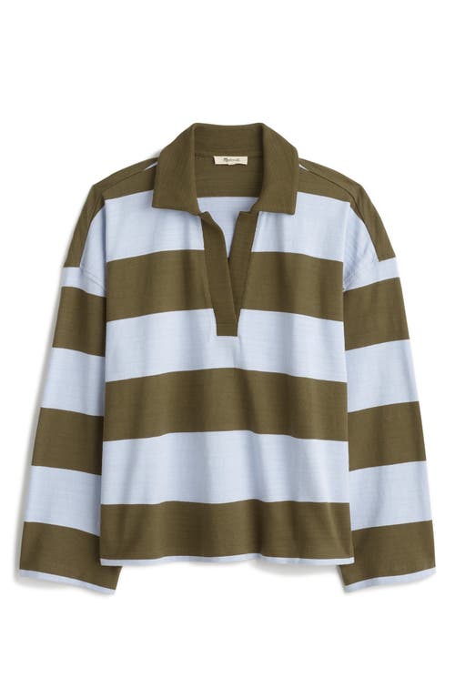 Shop Madewell Stripe Long Sleeve Rugby Shirt In Faded Ivy