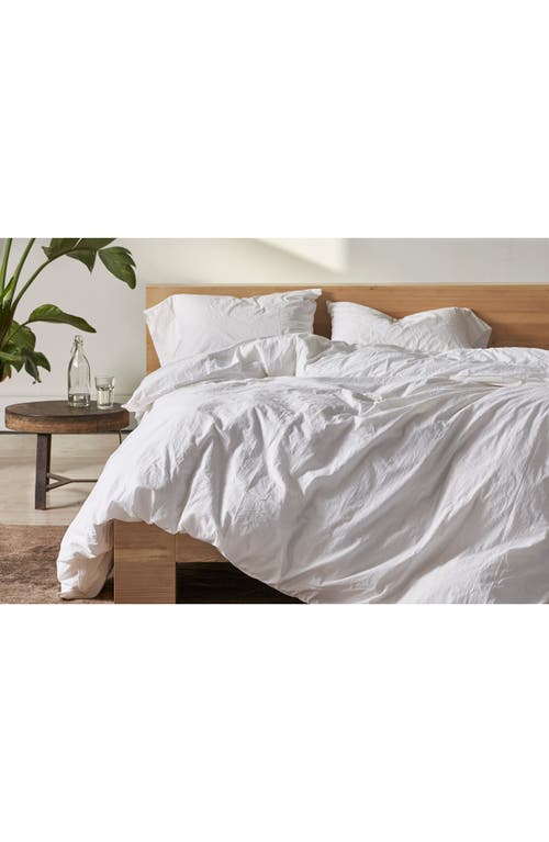Coyuchi Crinkled Organic Cotton Percale Duvet Cover in Alpine White at Nordstrom