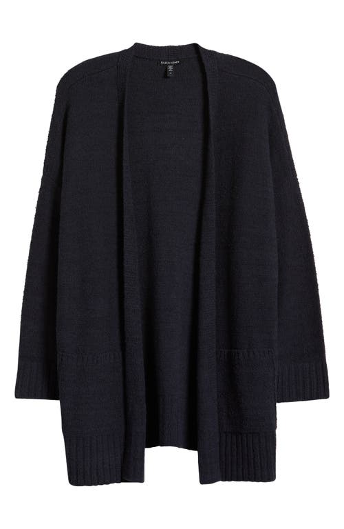 Shop Eileen Fisher Long Boxy Organic Cotton Cardigan In Nocturne