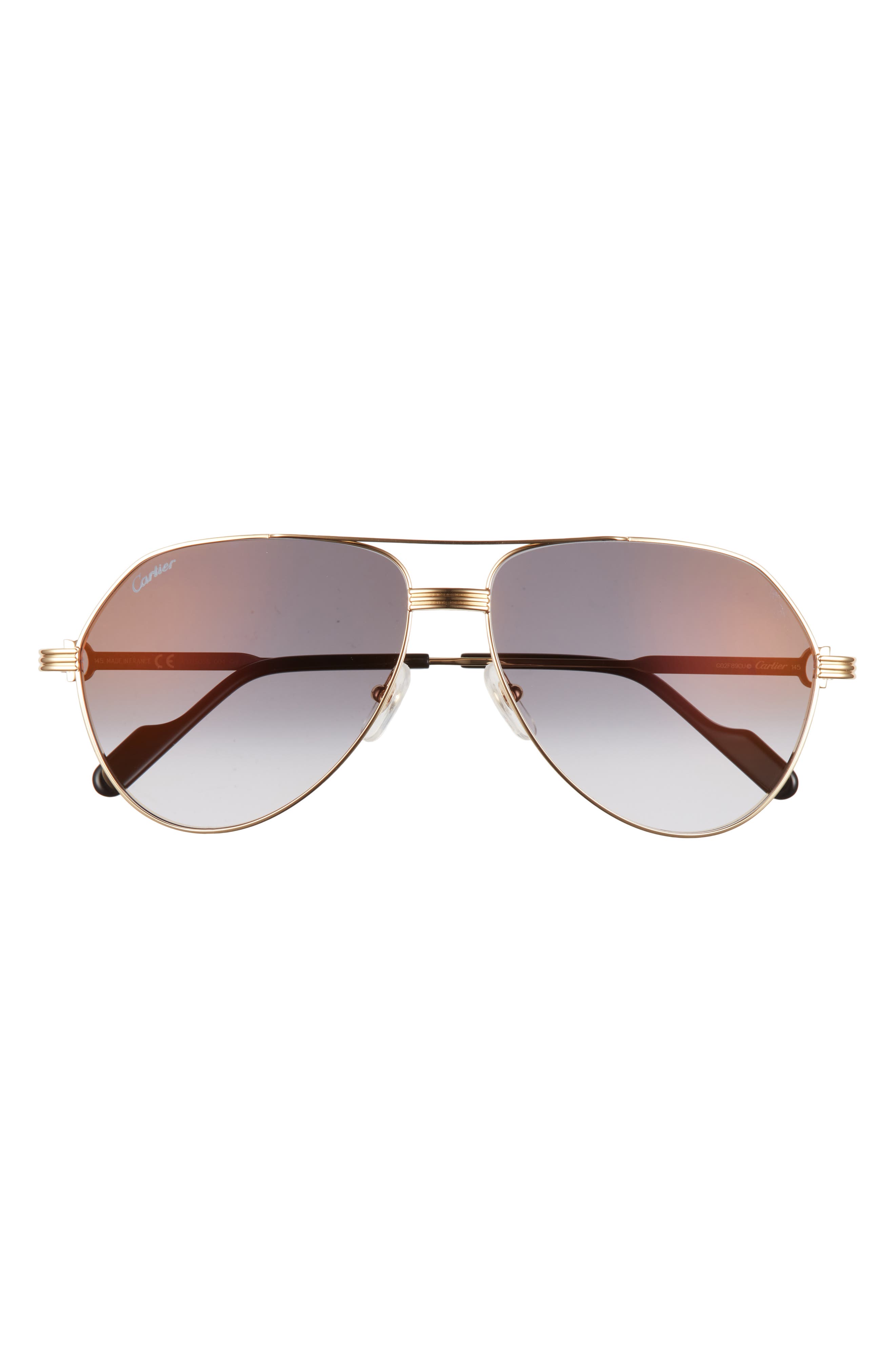 Cartier 61mm Aviator Sunglasses in Gold/Gold at Nordstrom