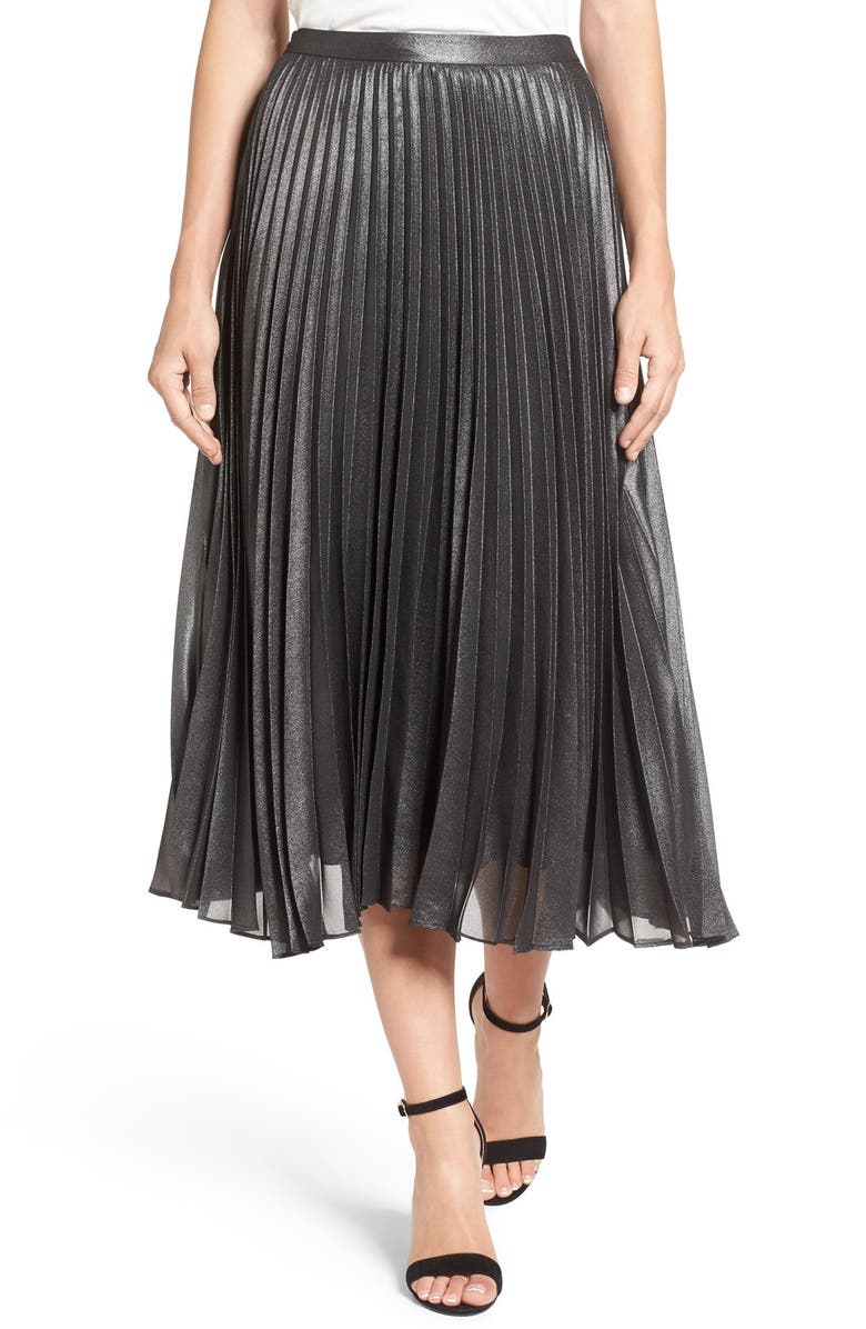 Halogen® Pleated Lurex® Midi Skirt (Regular & Petite) | Nordstrom