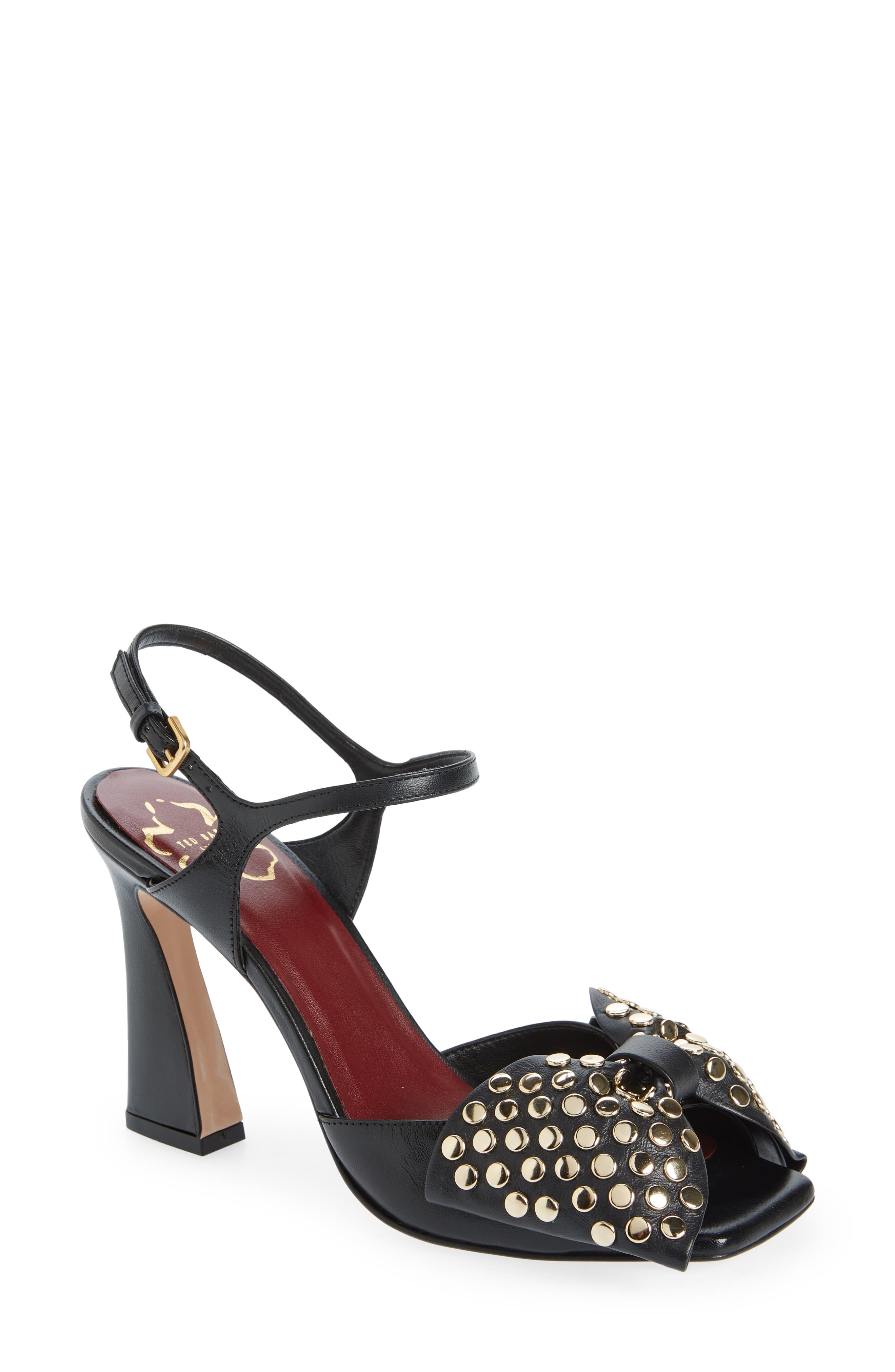 Ted Baker Women's Studded Bow Heeled Sandals in Black, Zayma