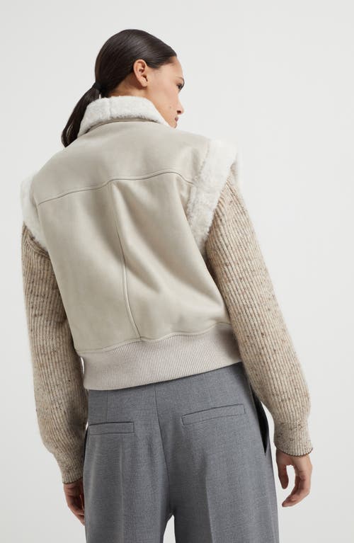 Shop Brunello Cucinelli Shearling Vest In Oat