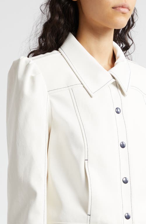 Shop Cinq À Sept Ciara Topstitch Detail Jacket In White/navy