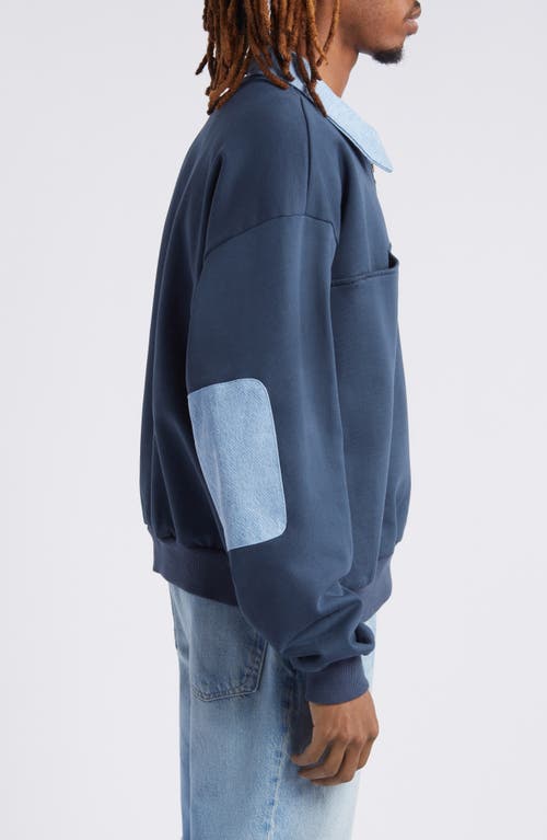Elwood Long Sleeve Quarter Zip Sweatshirt In Navy