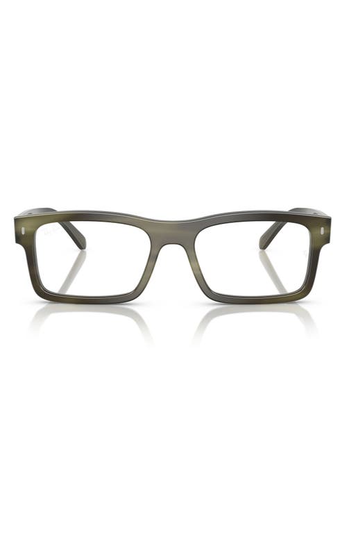 Ray Ban Ray-ban 54mm Rectangular Optical Glasses In Green Havana