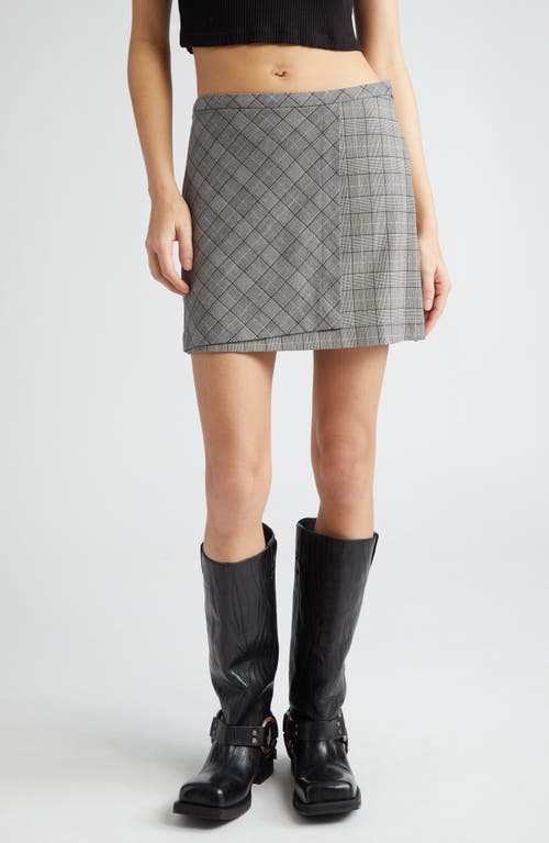 Ganni Mixed Check Miniskirt Frost Gray at Nordstrom, Us