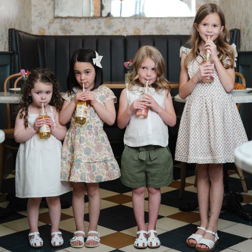 Hope & Henry Girls' Sleeveless Bow Front Linen Sundress, Kids In White Bow Linen