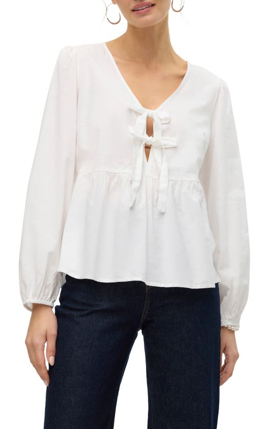Shop Vero Moda Gili Peplum Shirt In Bright White