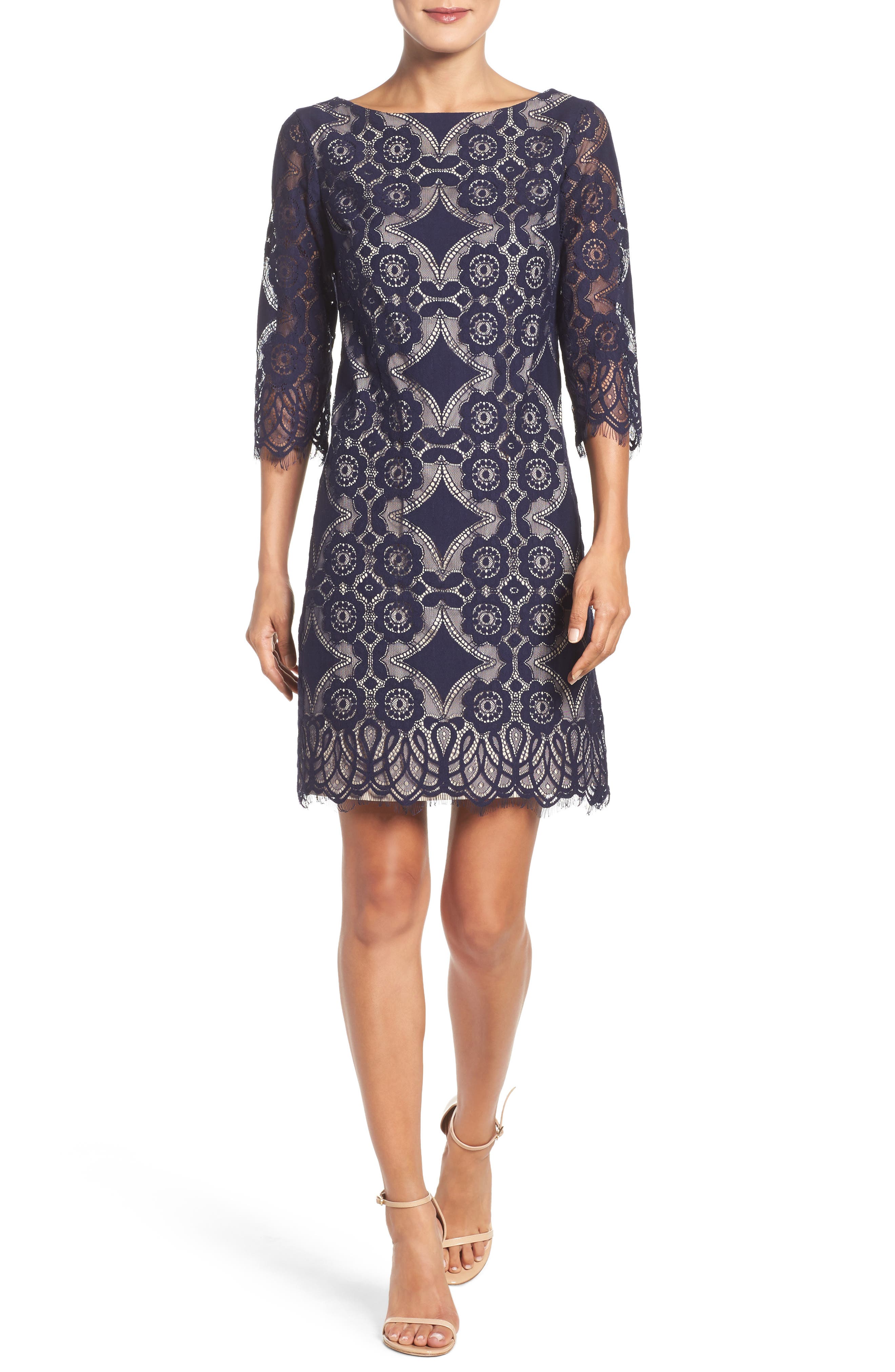 eliza j lace a line dress