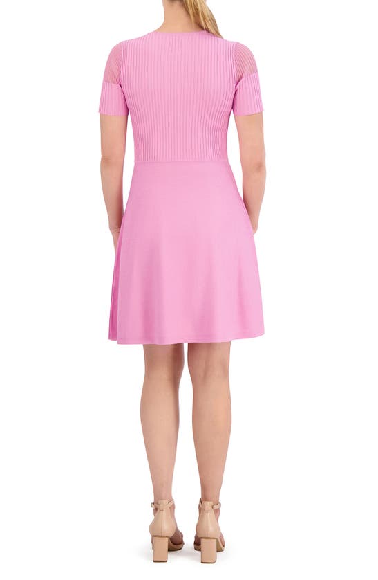 Shop Vince Camuto Rib Fit & Flare Sweater Dress In Pink
