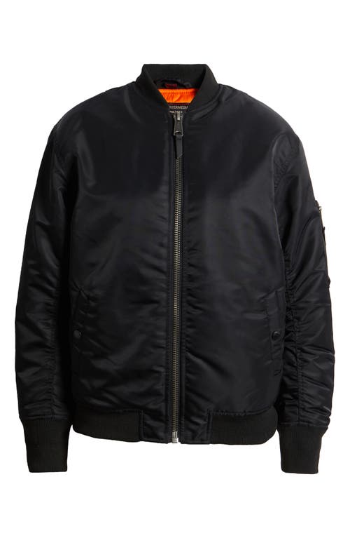 Schott Nyc Nylon Ma-1 Flight Jacket In Black