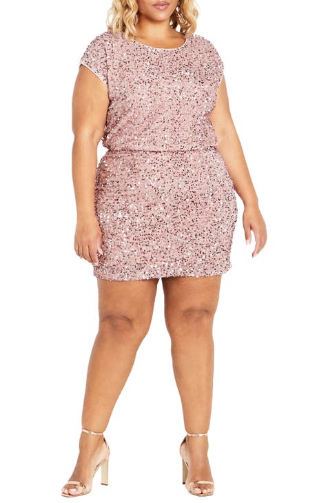 blush pink dresses: Women's Plus-Size Dresses