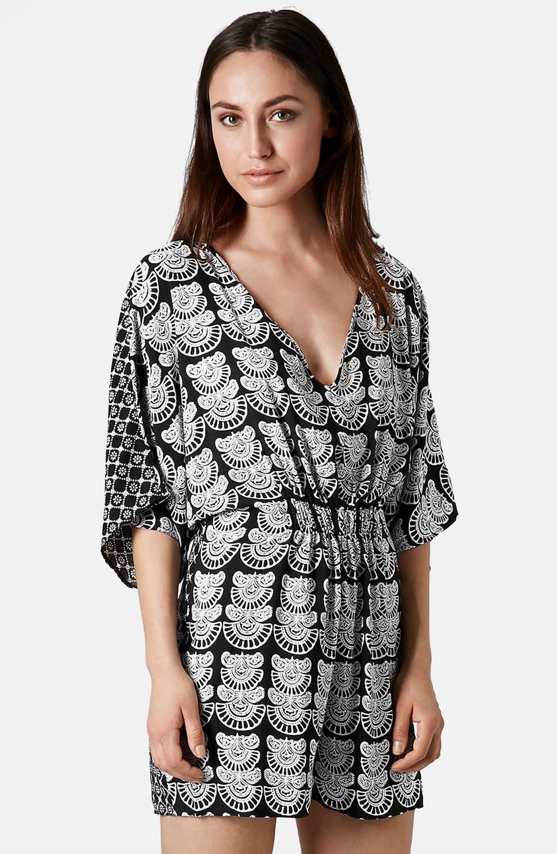 Batik Print Dolman Sleeve Romper Nordstrom