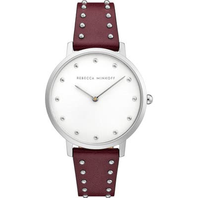 Rebecca Minkoff Major Stud Leather Strap Watch, 35Mm
