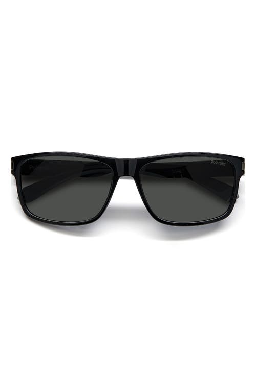 Polaroid 58mm Polarized Rectangular Sunglasses In Black Grey/gray Polar