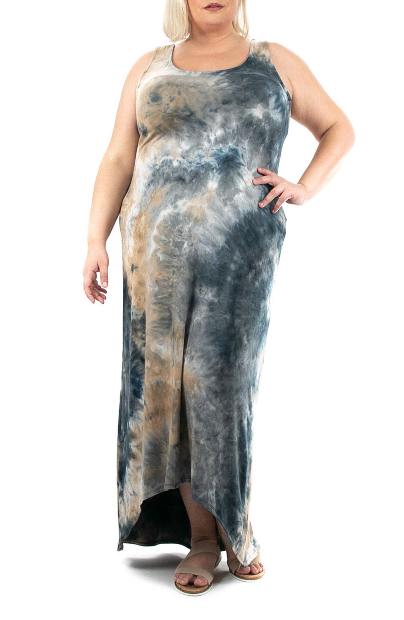 Nina Leonard Sleeveless Tie-dye Maxi 