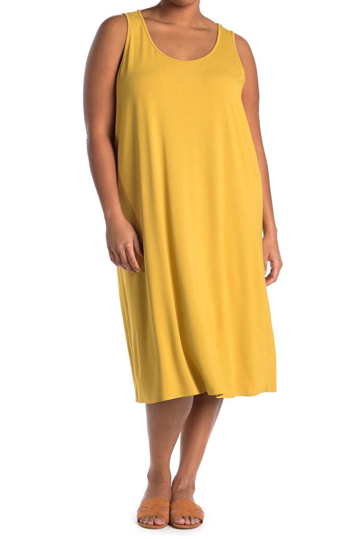 Philosophy Apparel Scoop Neck Midi Knit Tank Dress In Open Yellow45