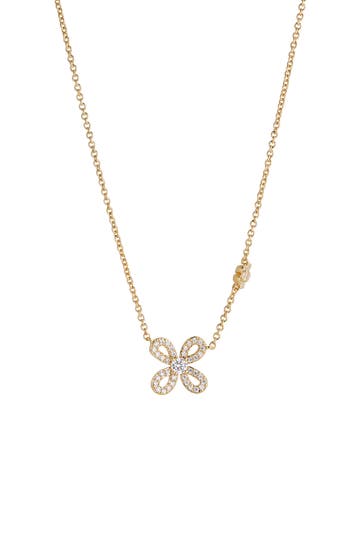 NADRI NADRI CIRQUE FLOWER PAVÉ CUBIC ZIRCONIA PENDANT NECKLACE