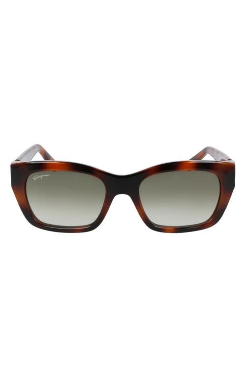 FERRAGAMO 53mm Rectangular Sunglasses in Tortoise/Khaki at Nordstrom