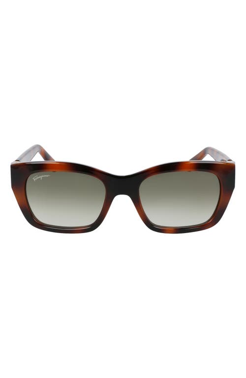 Shop Ferragamo 53mm Rectangular Sunglasses In Tortoise/khaki